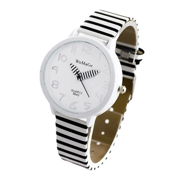 

Fashion Womens Zebra Stripes Faux Leather Watch Bracelet Quartz Dress Wrist Watch Gifts Reloj Para Dama Shellhard Montre Femme