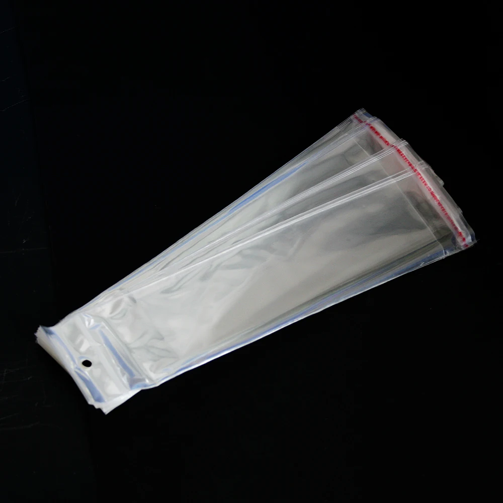 100 шт 6x27 см Многоразовые прозрачные дырочки OPP пластиковые самоклеющиеся поли/БОПП/ювелирные изделия мешок маркажа