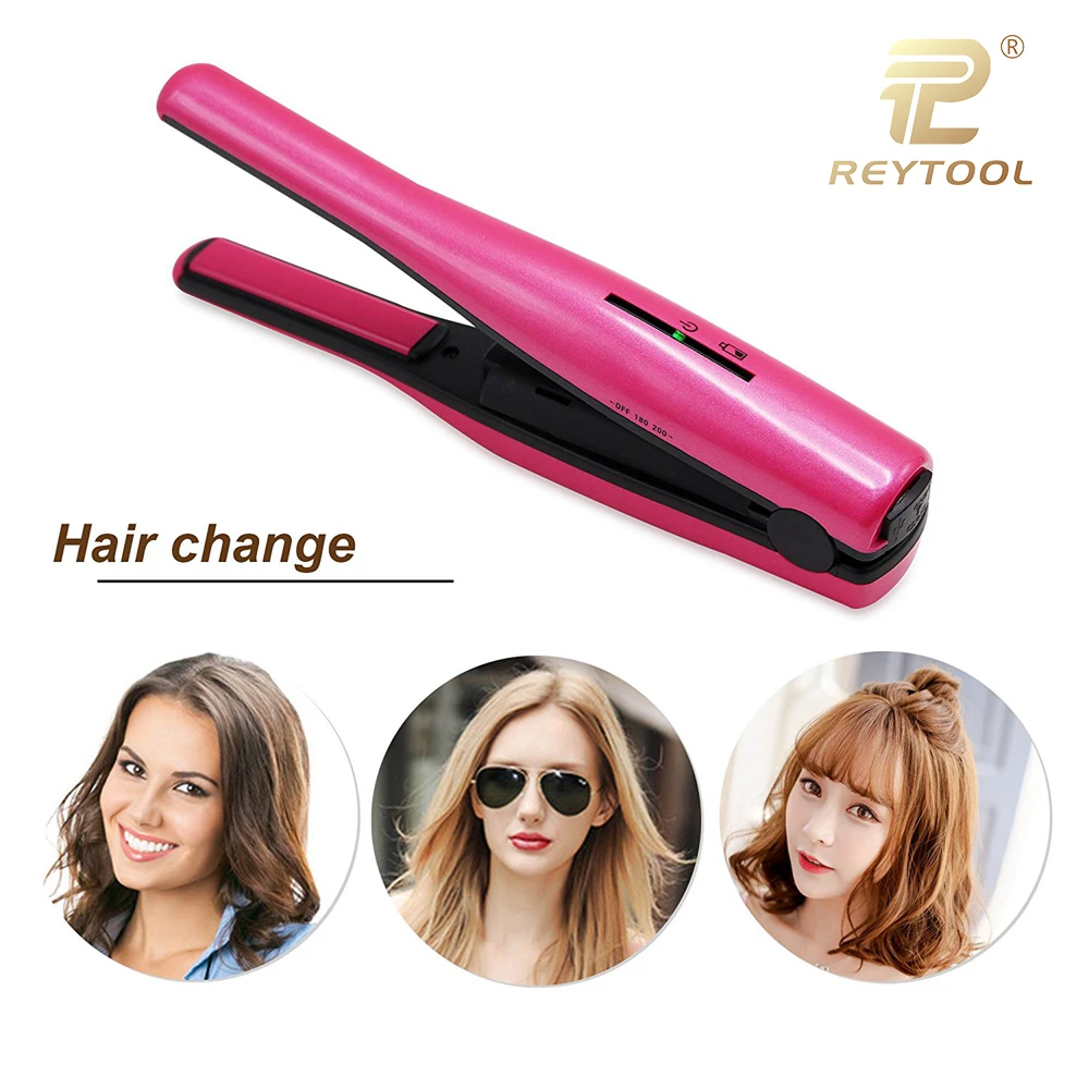 Professional Salon 2 in 1 Portable USB Charge Hair Iron Curler Mini