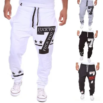 

ZOGAA Men's Casual Joggers Letter Print Harem Pants Youth Style Fashion Casual Running Gym Bodybuilding Trousers