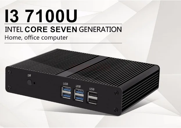 Мини ПК без вентилятора Eglobal Minipc i3 7100U Kaby Lake Win10 Intel HD Graphics 620 мини компьютер Barebone