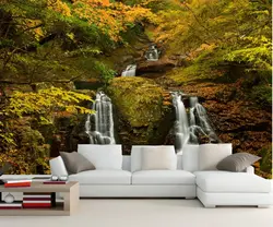 Papel де Parede, водопады осенью филиалы природа обои, ресторан гостиная диван ТВ Wall спальня кухня 3d обои