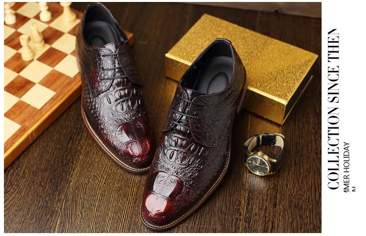 Роскошные брендовые кожаные мужские модельные туфли с узором «крокодиловая кожа»; классический винтажный дизайн; мужские деловые оксфорды; мужские кожаные туфли