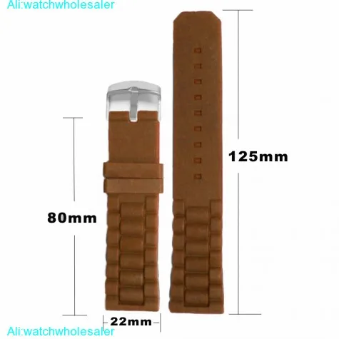22mm Good Taste Brown Silicone Jelly Rubber Unisex Watch Band Straps WB1052G22JB
