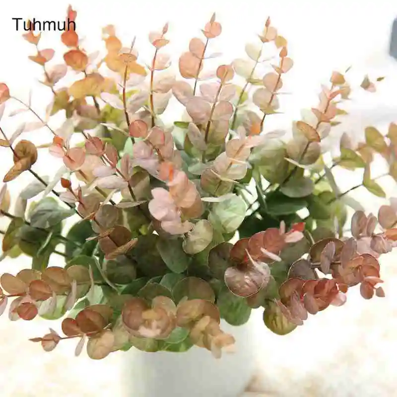 

12pcs Artificial Eucalyptus Leaf Real Touch Latex Green Leaves Branches for Home Wedding Party Decorations Fake Plant Tree