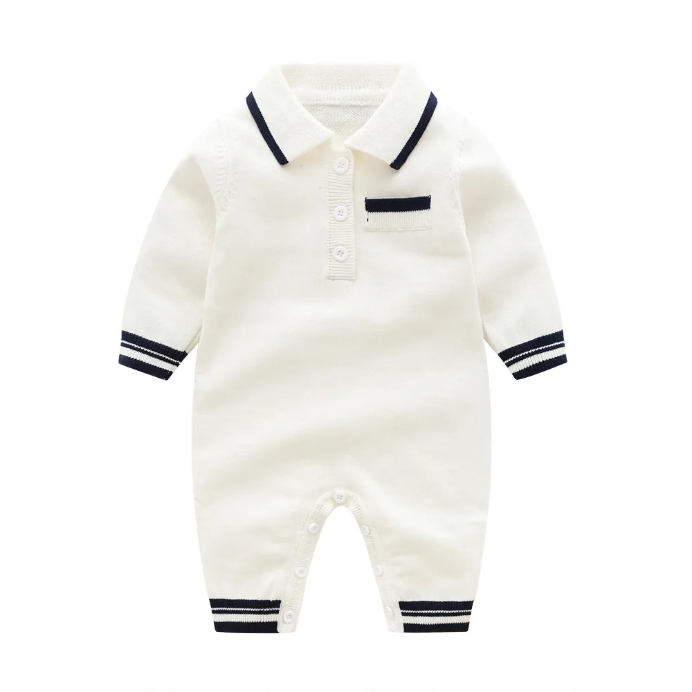 

New Autumn Knitting Romper Baby Boys Clothes,3 Colors Newborn Pure Cotton 3-6m-24m Costumes Spring Gentleman Jumpsuit For Boy