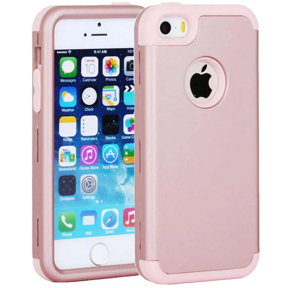 

Heavy Duty Phone Case Cover for Apple iPhone SE 5S 5C 5 Silicone PC Hybrid Soft Hard Shockproof Anti-Knock