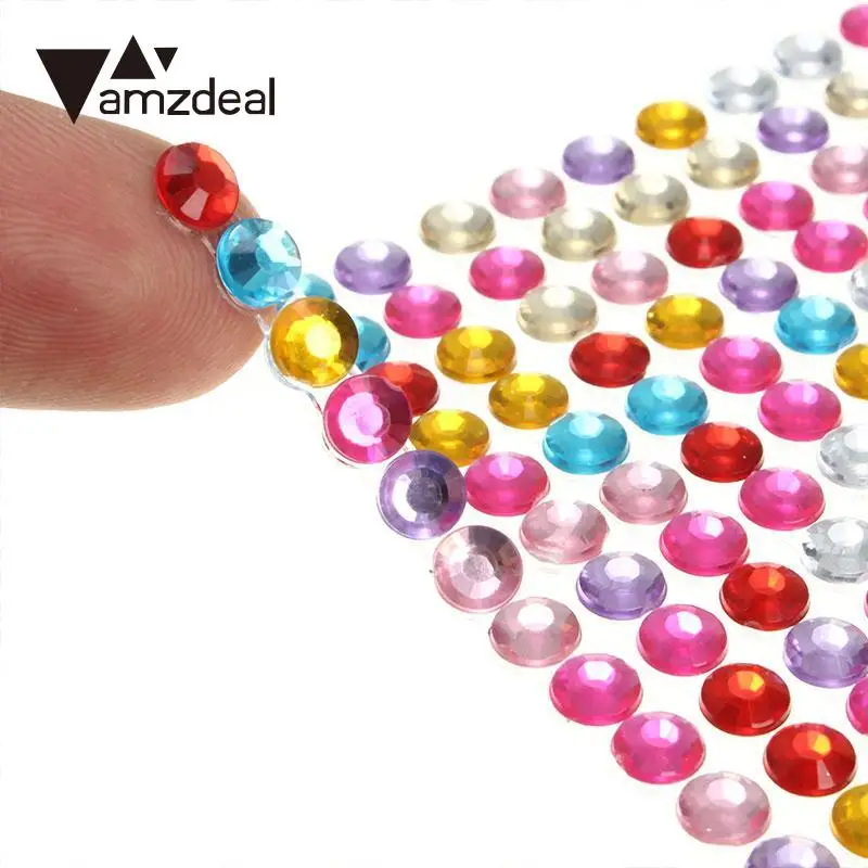 Amzdeal 990 قطعة/المجموعة diy كريستال الماس كريستال بلينغ ملصقات ذاتية اللصق الراين الشارات الهاتف اللوحي laptop skins ملصقا