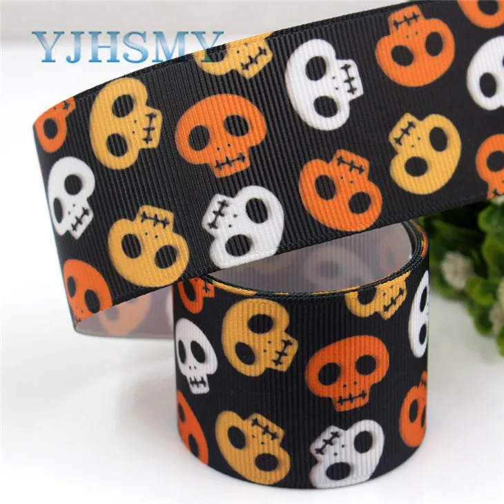 YJHSMY G-18728-694,38 mm 5 Yards Halloween Printed grosgrain ribbons,DIY handmade Hair accessories Material wedding gift wrap - Цвет: G-18728-698