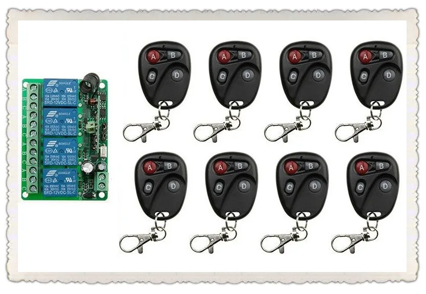 

NEW DC12V 4CH RF Wireless Remote Control System teleswitch 8 transmitter with 1 receiver