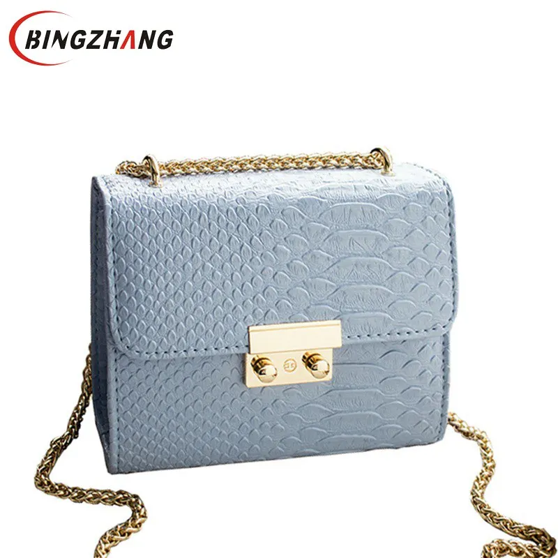 

Alligator Crocodile Leather Mini Small Women Crossbody bag chain women's handbag messenger shoulder bag with Pink L4-2898