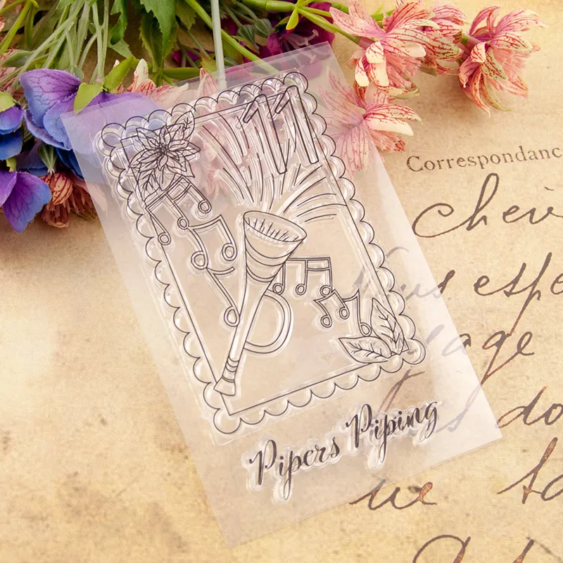 

Trumpet Music Pattern Rubber Clear Stamps Silicone Seals for DIY Scrapbooking Card Making Diary Book Maker Paper Decor Stencils