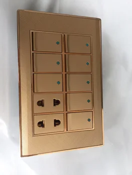 

Gold color 8+2 pakistan series brushed with electric plate wall switch socket sample