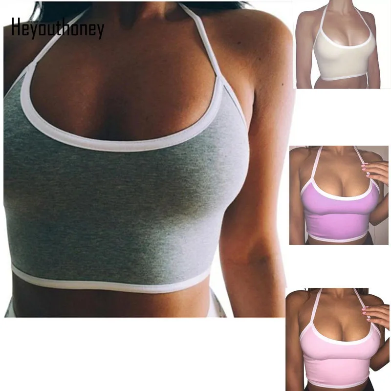 

Heyouthoney Casual Summer Sexy Camis Sleeveless Camisole Bralette Crop Top Spaghetti Strap Halter Tops Vest Tanks Tirantes Mujer
