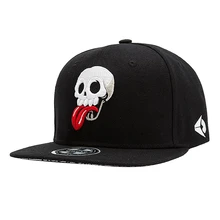 WuKe вышивка Snapback, бейсболка с плоскими полями хип-хоп кепки, черный череп головы шаблон