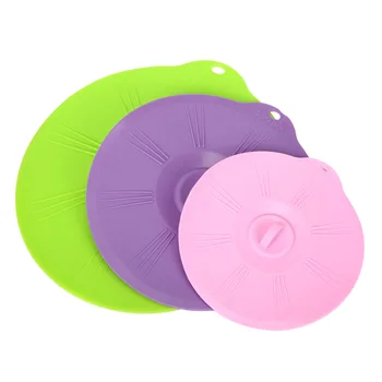 

3pcs Silicone Lids Microwave Safe Leakproof Anti-dust Fresh Covers Suction Lids Food Covers for Kitchen Home Mug Pot Bowl