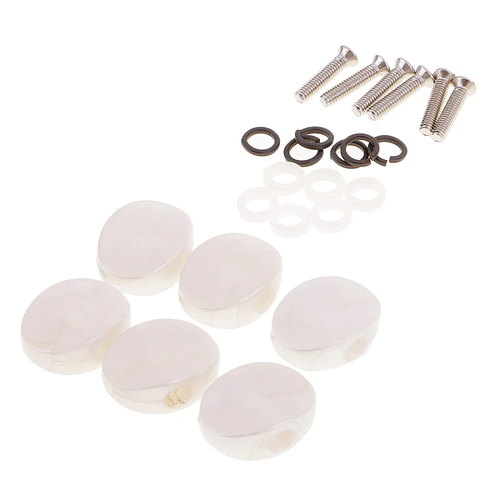 Set of 6 Pieces Tuning Peg Tuning Key Button Cap Machine Heads for Acoustic Electric Guitar Parts
