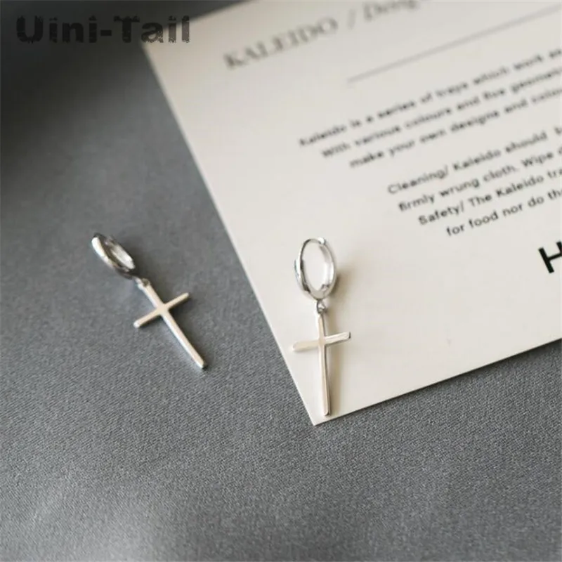 Uini-Tail hot new 925 sterling silver temperament personality ring cross earrings fashion tide flow fashion jewelry GN666