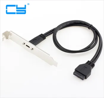 

USB 3.1 Type-C USB-C Female to USB 3.0 Motherboard 20Pin Panel Mount Cable 50cm With Rear PCI Back Panel Expansion Bracket