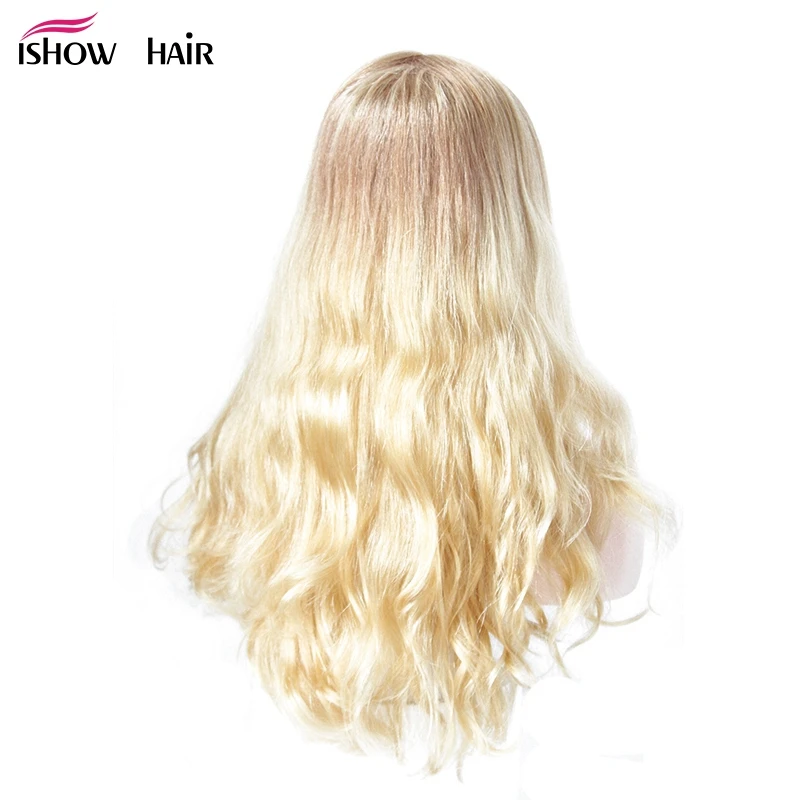 Ishow блондинка кружева фронтальной натуральные волосы парики естественная волна бразильский Реми натуральные волосы парики 150% плотность