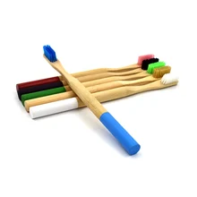 Круглая ручка бамбуковая зубная щетка натуральный бамбук Экологически чистая мягкая щетина дорожная зубная щетка(синяя)-для взрослых