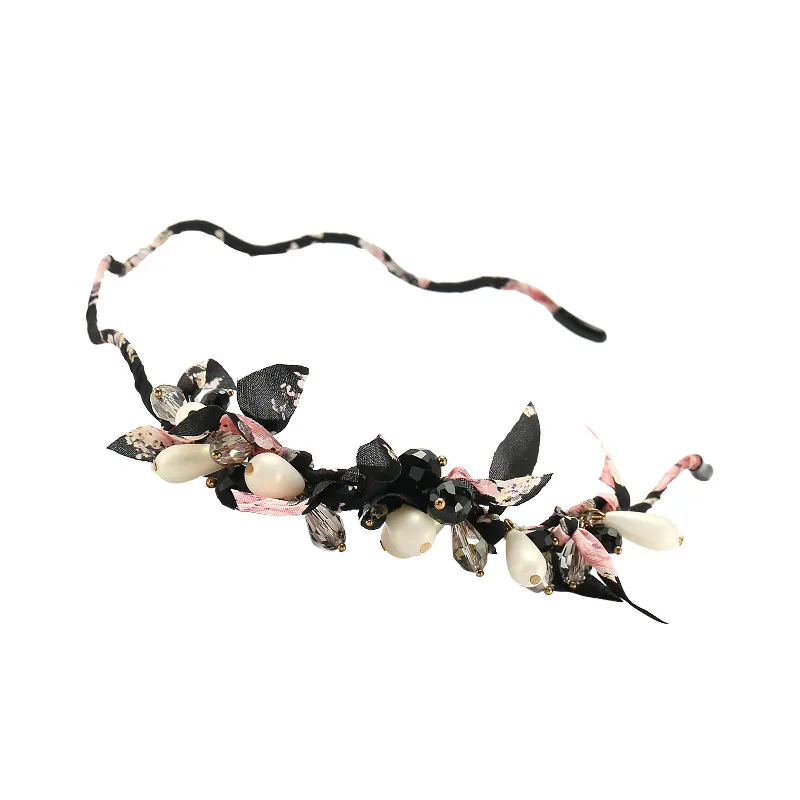 

Лента для волос женская, с жемчужными цветами, ручной работы