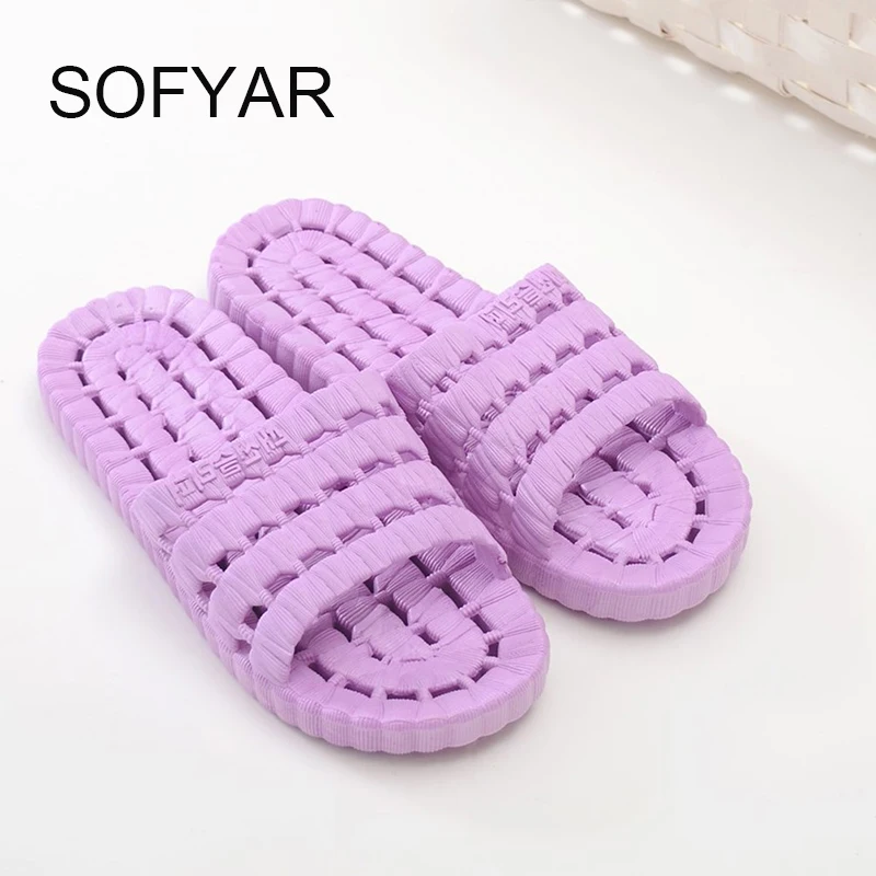 new household slippers seasons shower leaking slippers for men and women soft bottom hollow out antiskid couples bathroom home 