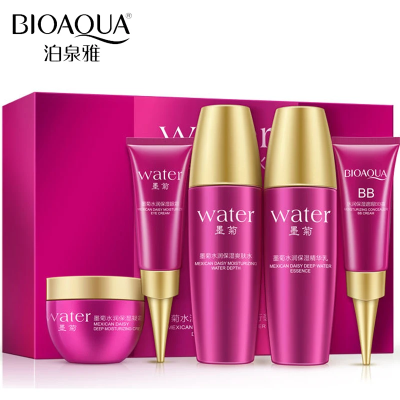 

BIOAQUA 5pcs Skin Care Set Black Chrysanthemum Essence Serum Anti Aging Moisturizing Toner+Eye Cream+Lotion+Day Cream+BB Cream