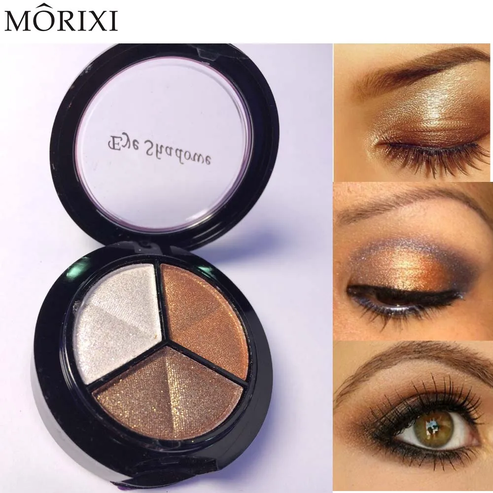 

3 Colors Smoky eyeshadow palette Professional glitter eyeshadow shimmer pigment+brush+mirror makeup nude eye shadow MX001