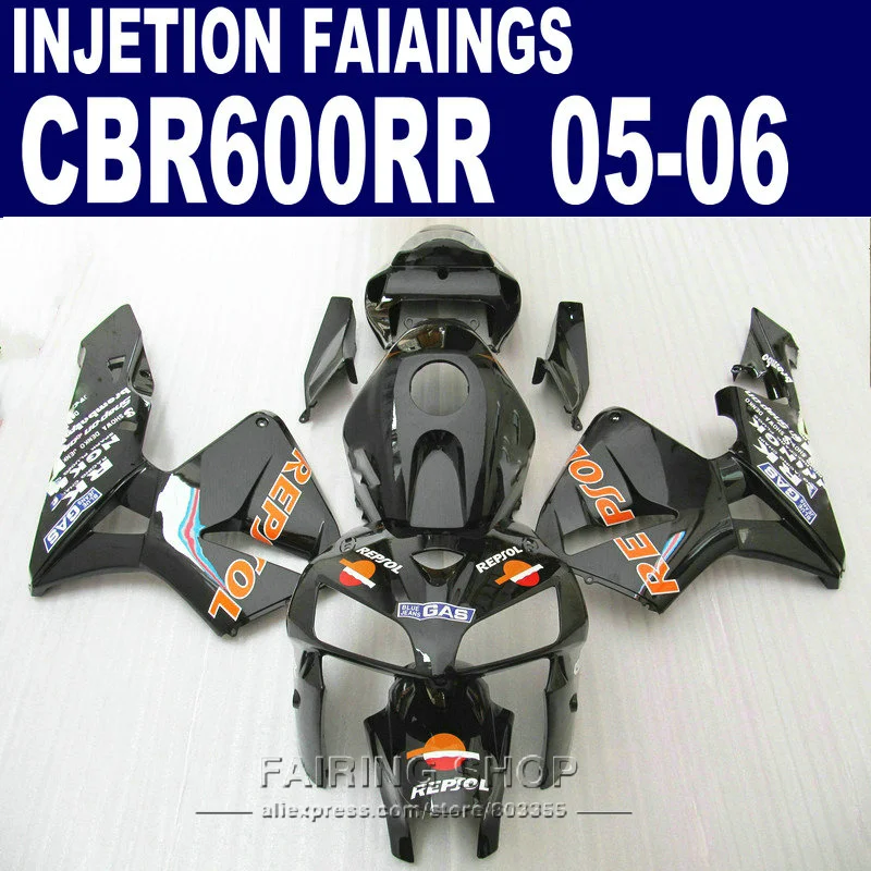 Наклейка REPSOL Обтекатели для Honda CBR 600 RR 2006 2005(черный оранжевый) CBR600RR 05 06 Инжекционный обтекатель антиблокировочной системы комплект l83