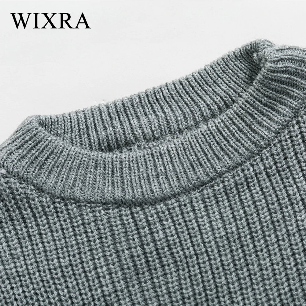 Wixra,, осень, зима, новинка, женские свитера, женские, повседневные, с круглым вырезом, свободные, с рукавом летучая мышь, топы, джемпер, пуловеры для женщин