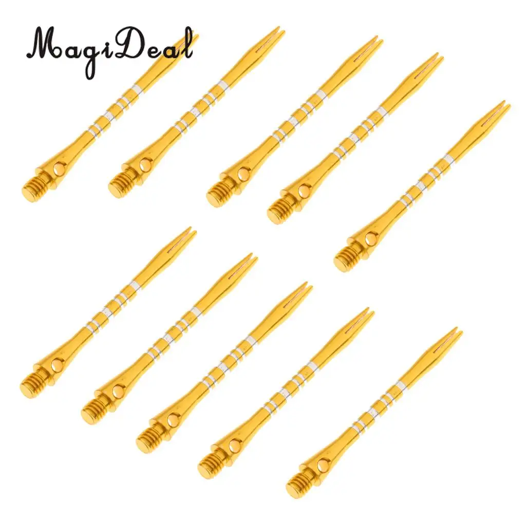 MagiDeal 10 Pieces Aluminium Alloy 52mm 2BA Re-Grooved Dart Shafts Stems Throwing - Gold