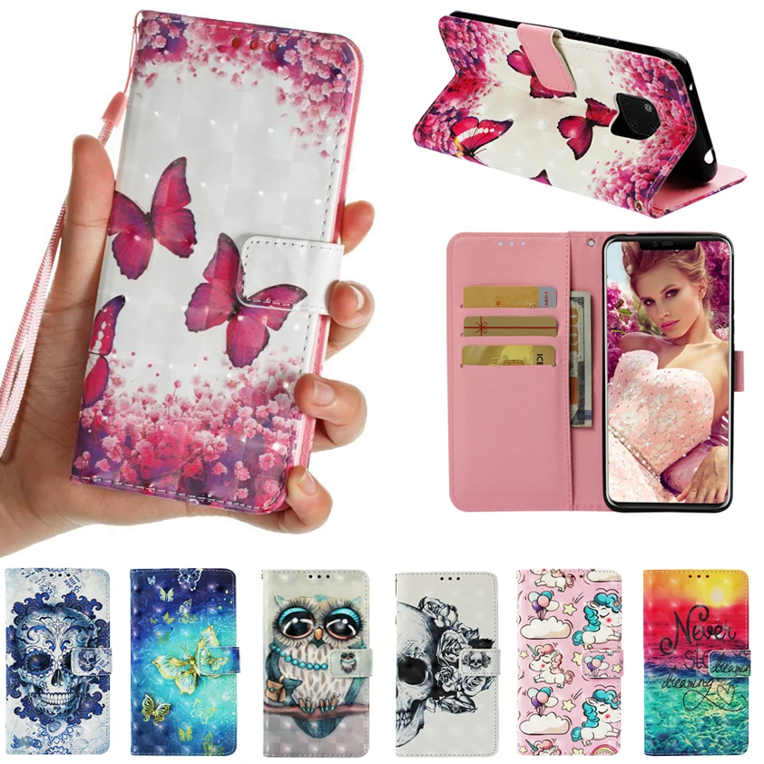 Cellphone Case For Huawei Mate 20 10 Pro Lite Y6 Y7 2019 / Y7 Prime 2019/ Y7 Pro 2019 Cartoon Shiny Girls Wallet Cover