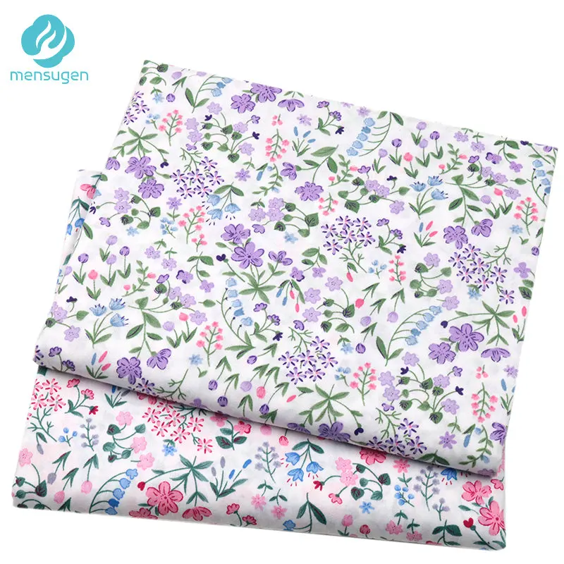 

Purple Pink Floral Cotton Fabric by Meter for Kids Girl's Dresses Pillows Cushions blanket Adult Clothes Sewing Material
