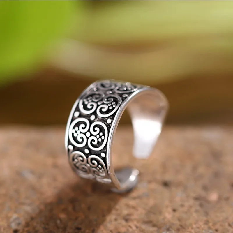 2019 Anillos Anel 100% кольца для широкой поверхности цветочный дизайн винтажные тайские