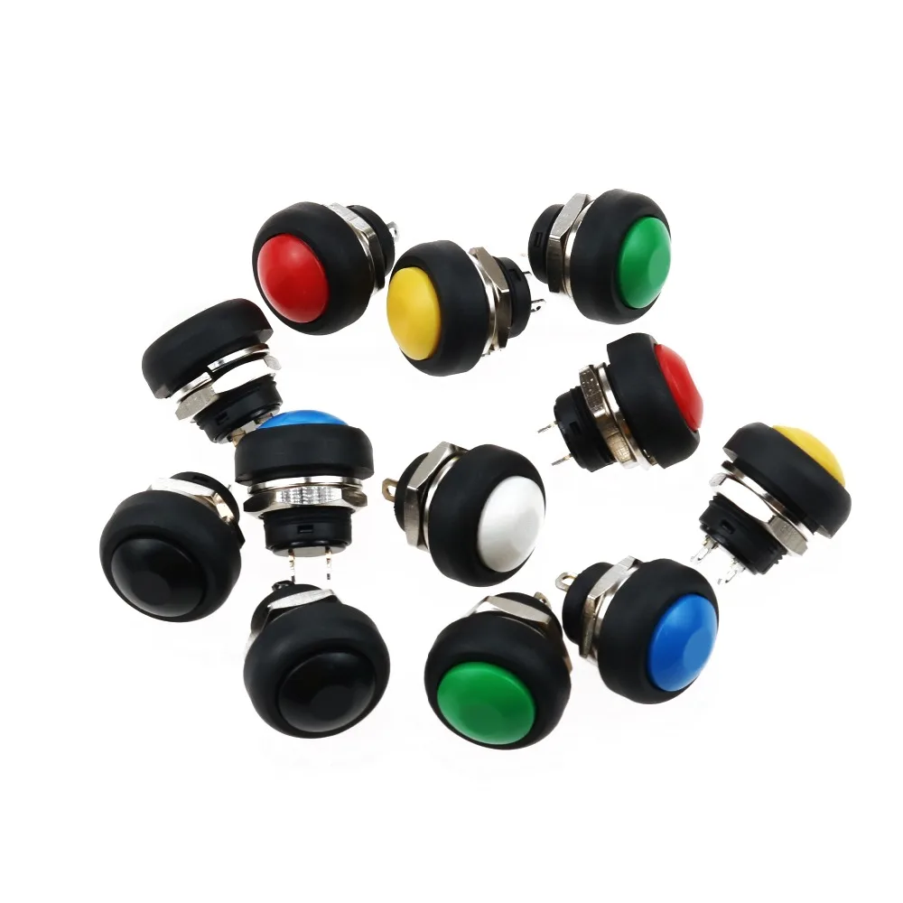 YuXi PBS-33B 12mm Momentary Push button Switch 12v momentary Push button Switch since the reset Non-locking