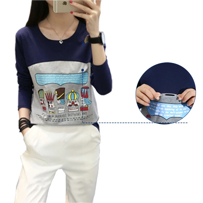 

New Arrivals Postnatal Pregnant T shirt Long Sleeve Maternity Tops Nursing Clothes Breastfeeding High Quality Cotton