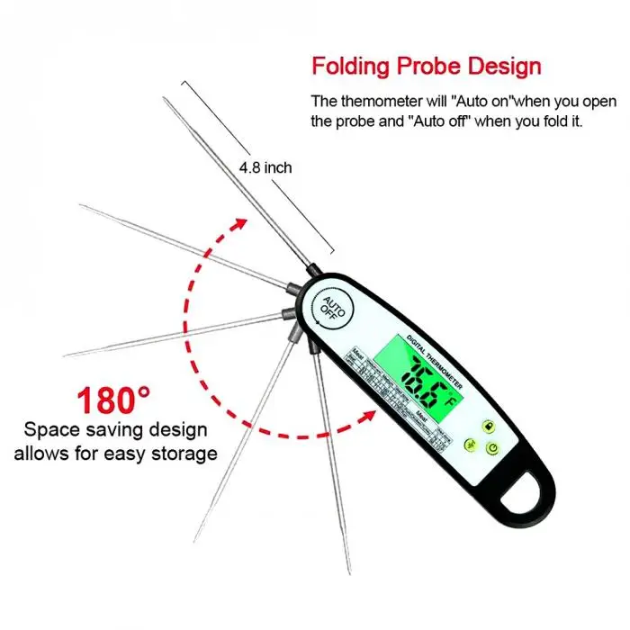 High Food Cooking Thermometer Fast Read Electronic Waterproof Meat Candy with Long Probe for Kitchen UEJ