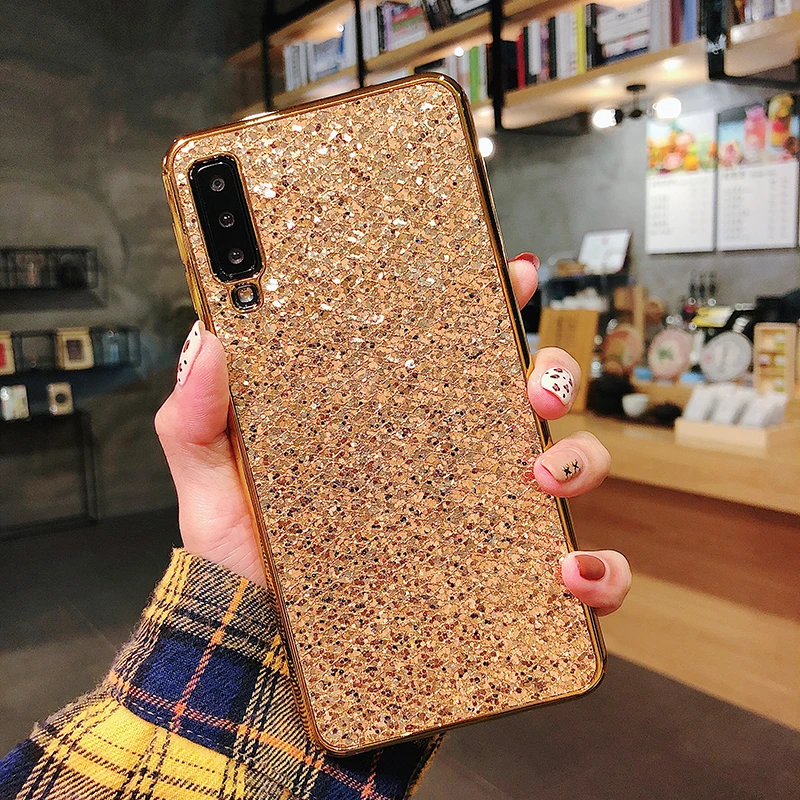 

Glitter Powder Phone Case for Samsung Galaxy A6 A8 A9 J4 J6 J8 2018 S8 S9 Plus J3 J5 J7 A3 A5 A7 2017 2016 Plating Silicone Case