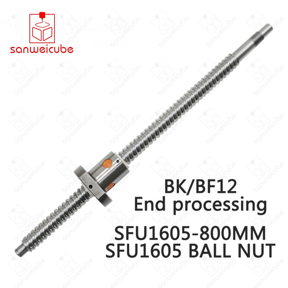 

SFU1605 16mm 1605 Ball Screw Rolled C7 ballscrew SFU1605 800mm with one 1600 flange single ball nut for CNC parts and machine
