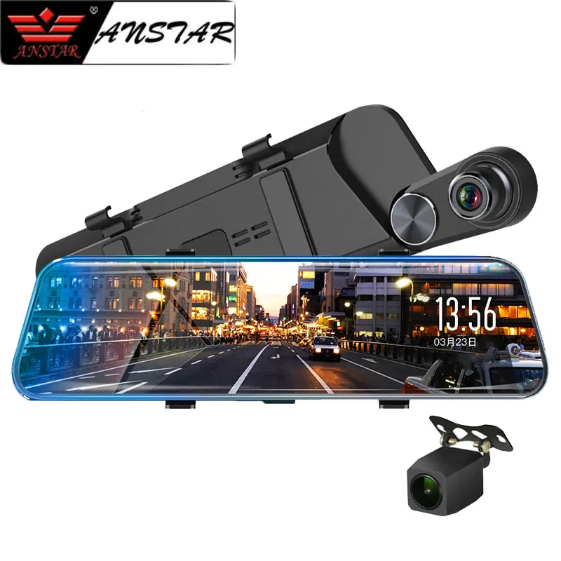 

ANSTAR 10'' Streaming Rearview Mirror Camera FHD 1080P Dash Cam Dual Lens Night Vision Video Recorder Auto Registrar Car DVR