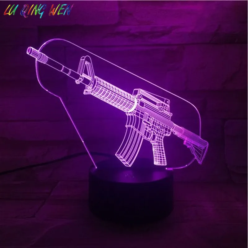 

Assault Rifle M4 Led Night Light Fortnited Enfant Bedroom Decoration Friends Gift Table Lamp Rifle Gun M16 Battle Royale Weapon