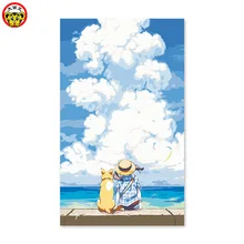 Живопись масляными красками по цифровому изображению иллюстрации из мультфильма для девочек и кошек