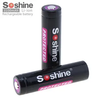 

2pcs/lot Soshine High Capacity 3100mAh 3.7V Protected 18650 Li-ion Rechargeable Battery with Battery Case