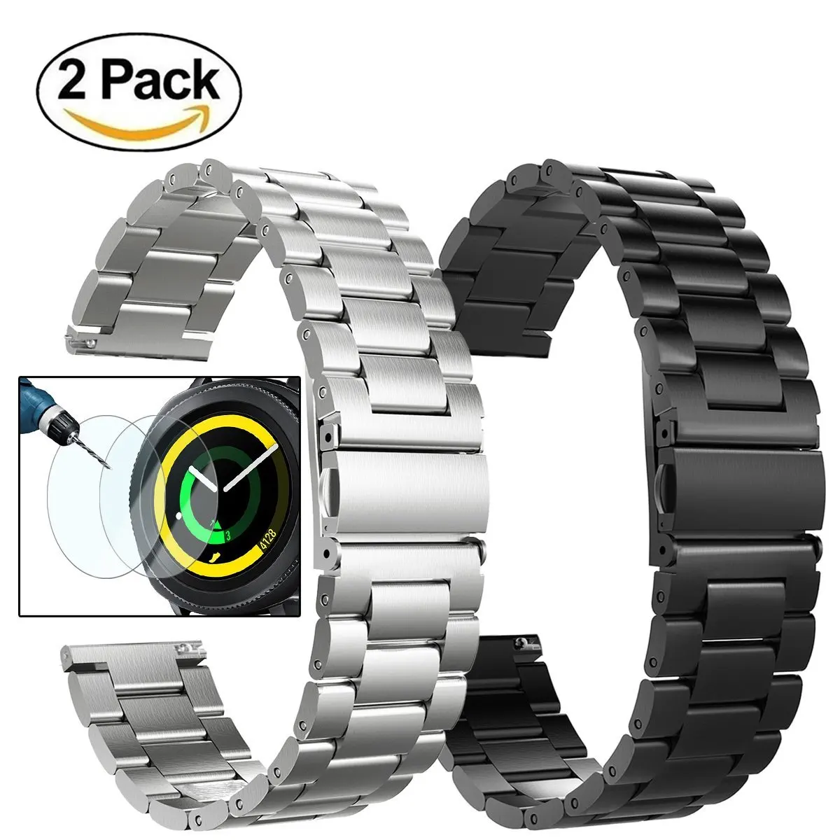 20 мм Универсальная Миланская петля для samsung gear Sport/gear S2/Galaxy Watch 42 мм регулируемый ремешок из нержавеющей стали - Цвет ремешка: silver black