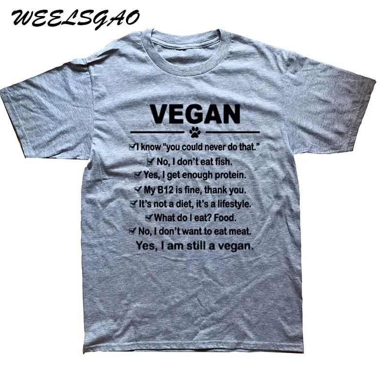 WEELSGAO, новая модная брендовая одежда для мужчин, Vegan I Am Still A Vegan хлопковые футболки с коротким рукавом - Цвет: gray