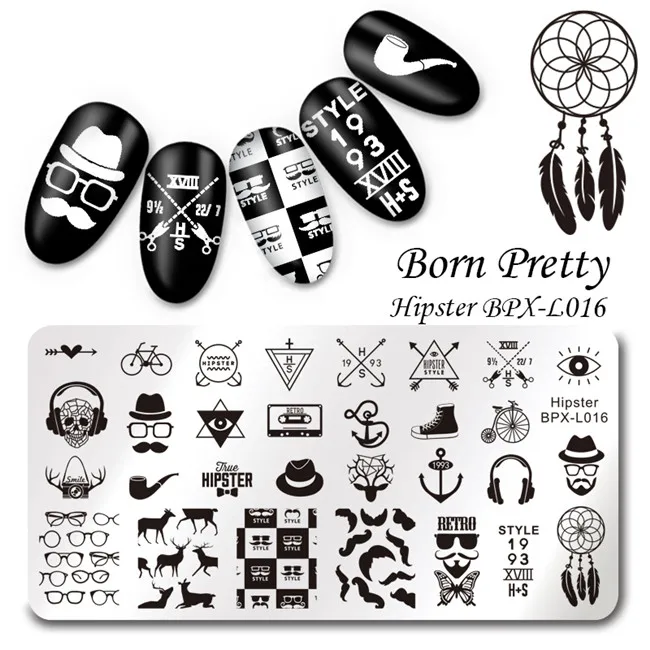 BORN PRETTY ногтей штамповки пластины празднование год День Святого Валентина панда хипстер дизайн маникюр Дизайн ногтей шаблон изображения - Цвет: BPX L016