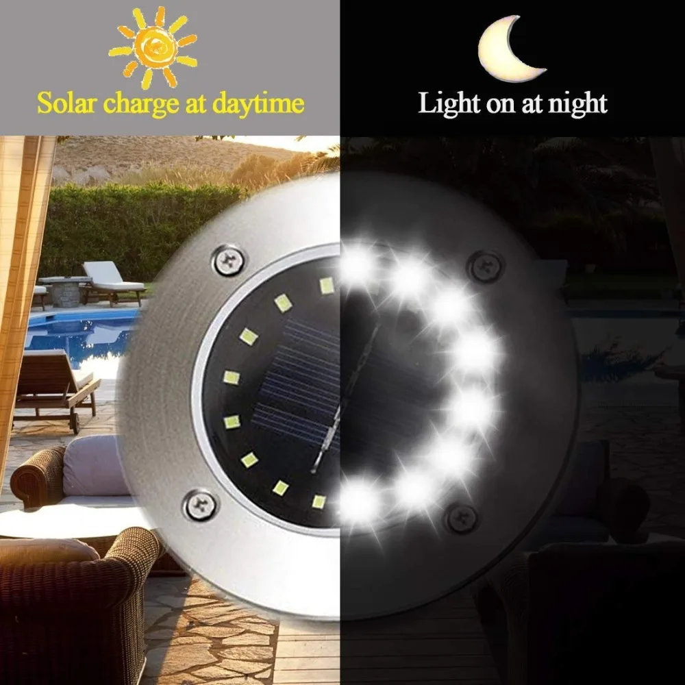 Luzes do Jardim Solares à Terra à Prova Luzes para Gramado Pacote Solar Luzes Dwaterproof Água Pátio Luz Subterrânea Sensing Paisagem Caminho 4 16led 9 luzes solares à terra à prova dwaterproof