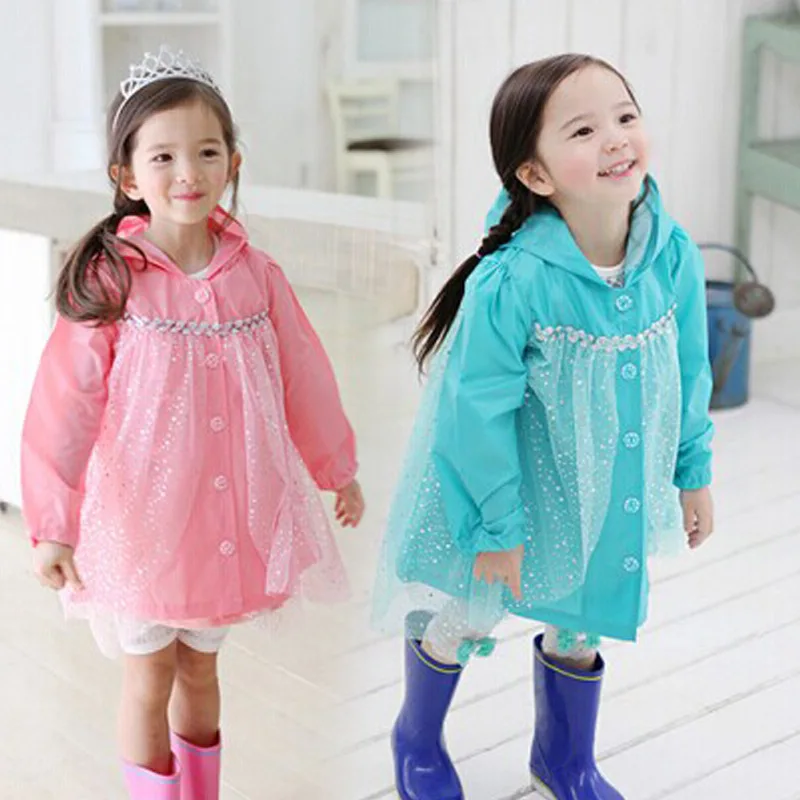 Girls Rain Coat 2017 Impermeable Hot Pink Children Raincoat Hot Sale