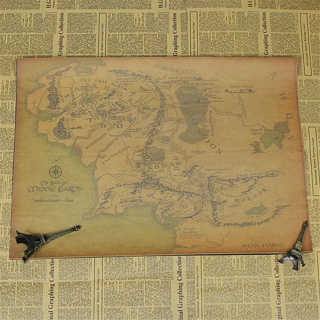 new 2016 wall posters the hobbit map kraft paper retro poster pictures for home